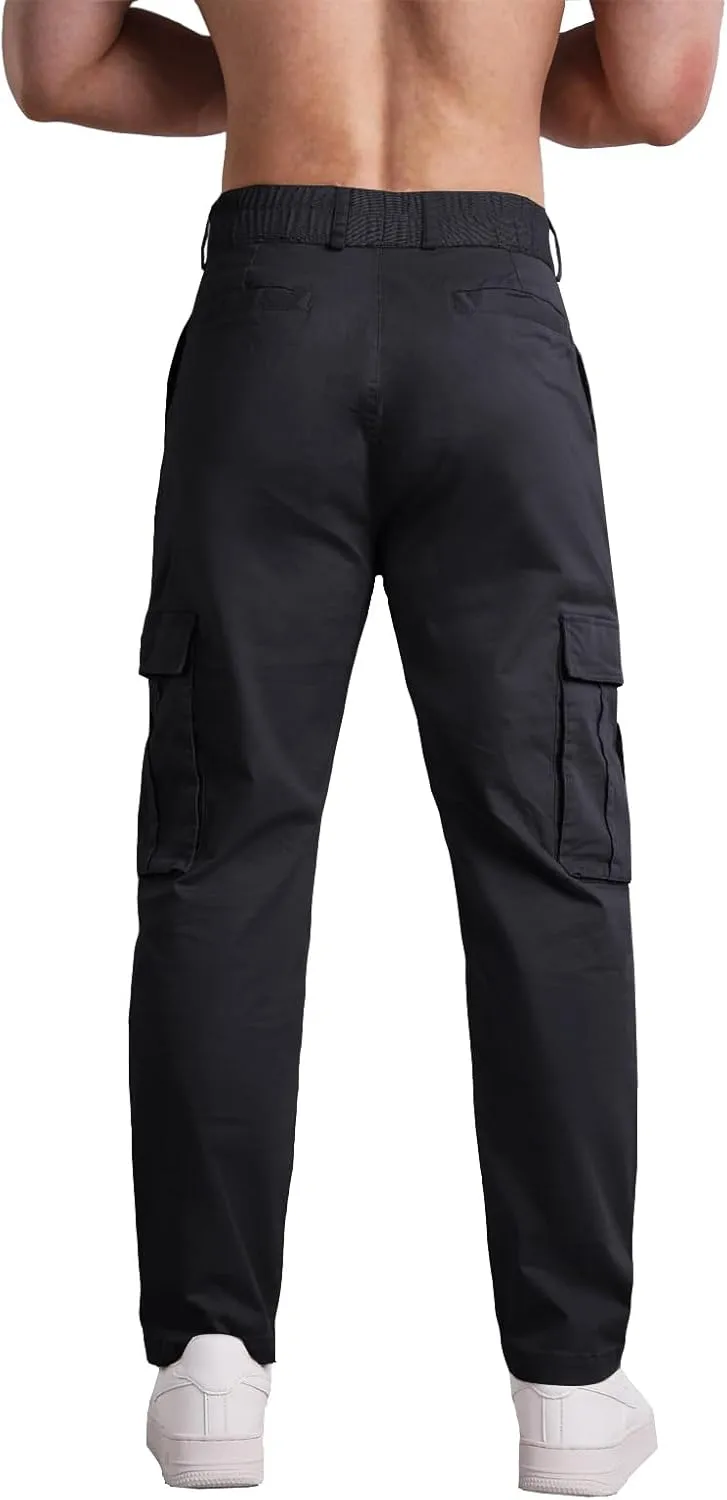 AIFARLD Mens Casual Cargo Pants Relaxed Fit Cotton Work Jogger Sports Outdoor Trousers with Pockets