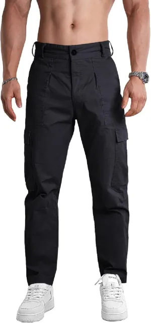 AIFARLD Mens Casual Cargo Pants Relaxed Fit Cotton Work Jogger Sports Outdoor Trousers with Pockets
