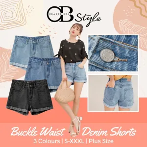 BUCKLE WAIST DENIM SHORTS