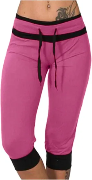 Capri Pants for Women Relaxed-Fit Wide Leg Cropped Trousers Summer Quick Dry Lounge Sweatpants Comfy Fit Work Slacks