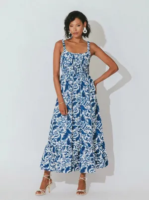 Cleobella Tia Ankle Dress  in Azulejo