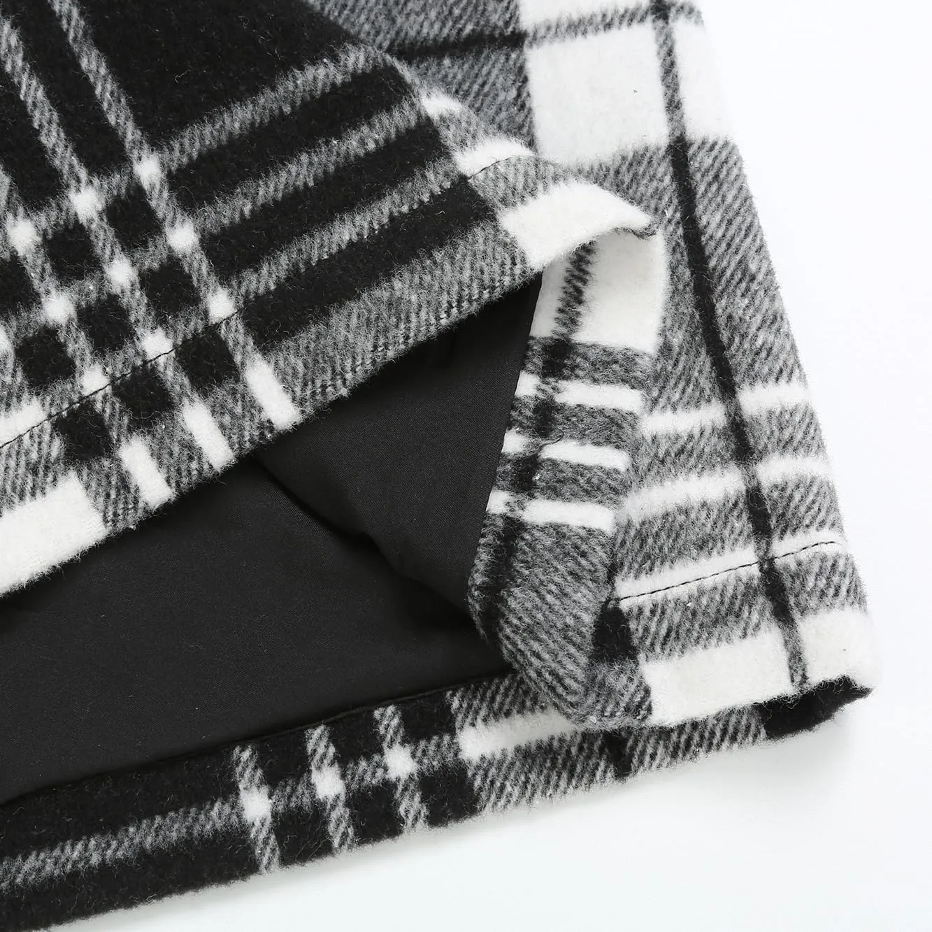 IDEALSANXUN Womens Wool Plaid Mini Skirt Fall Winter High Elastic Waist Short Pencil Skirt