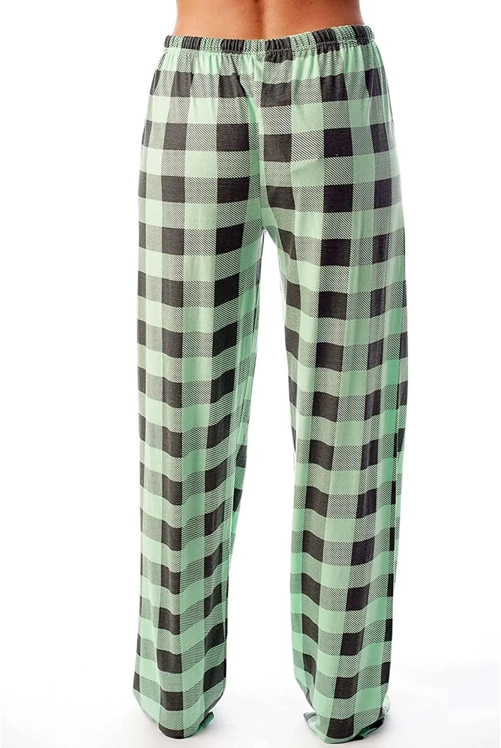 Ladies Drawstring Plaid Printed Casual Dressy Loose Fit Fashion Pants