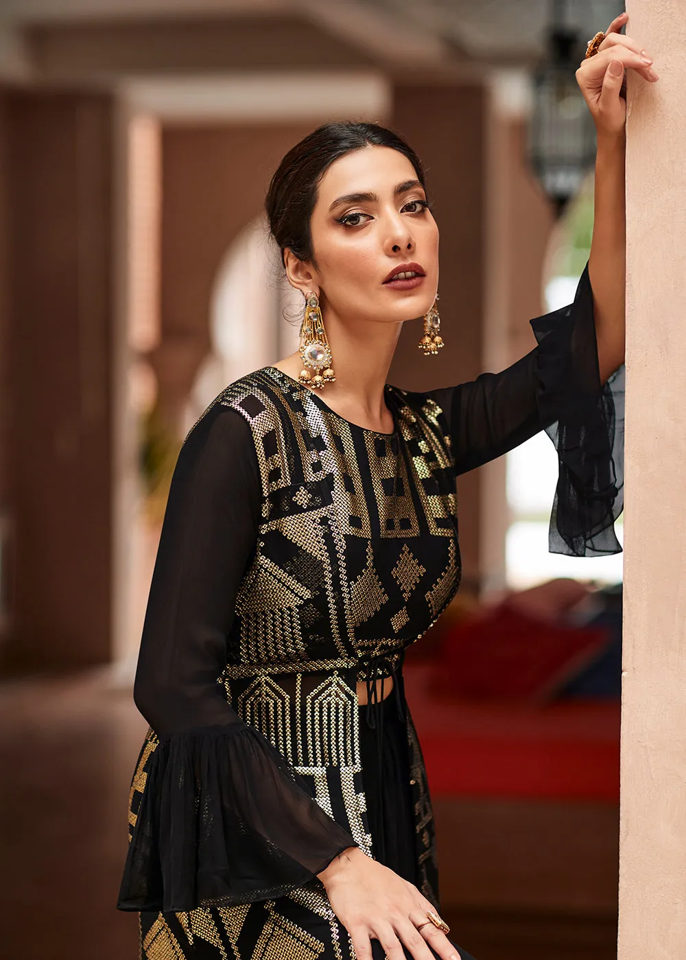 Marvelous Black Georgette Party Wear Lehenga Choli with Jacket