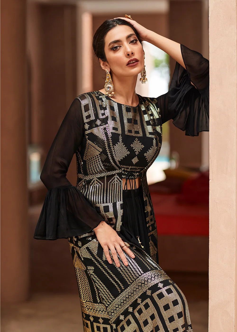 Marvelous Black Georgette Party Wear Lehenga Choli with Jacket