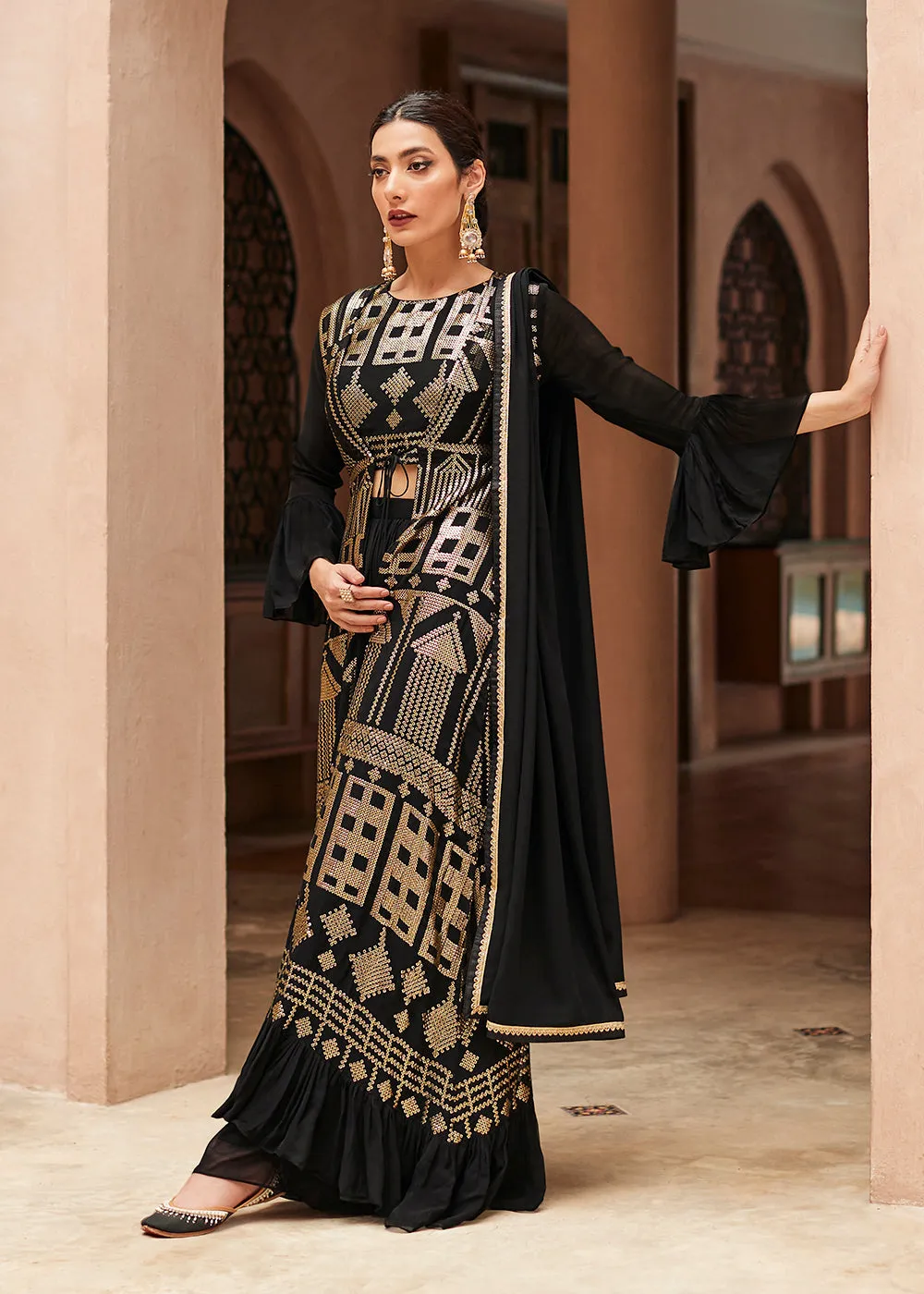 Marvelous Black Georgette Party Wear Lehenga Choli with Jacket