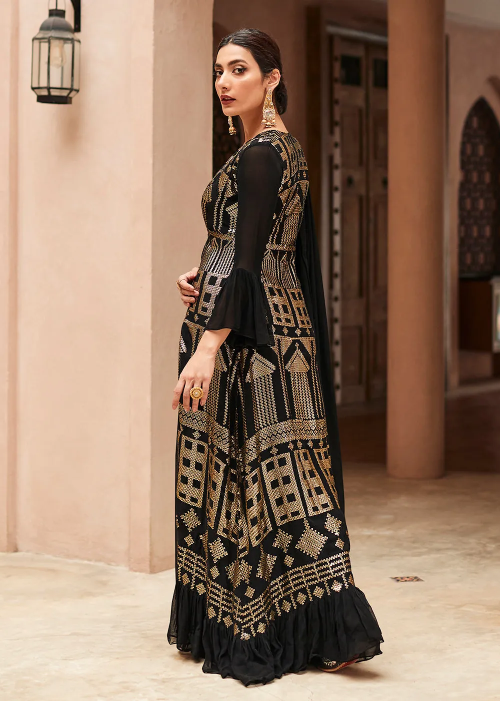 Marvelous Black Georgette Party Wear Lehenga Choli with Jacket