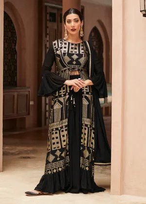 Marvelous Black Georgette Party Wear Lehenga Choli with Jacket