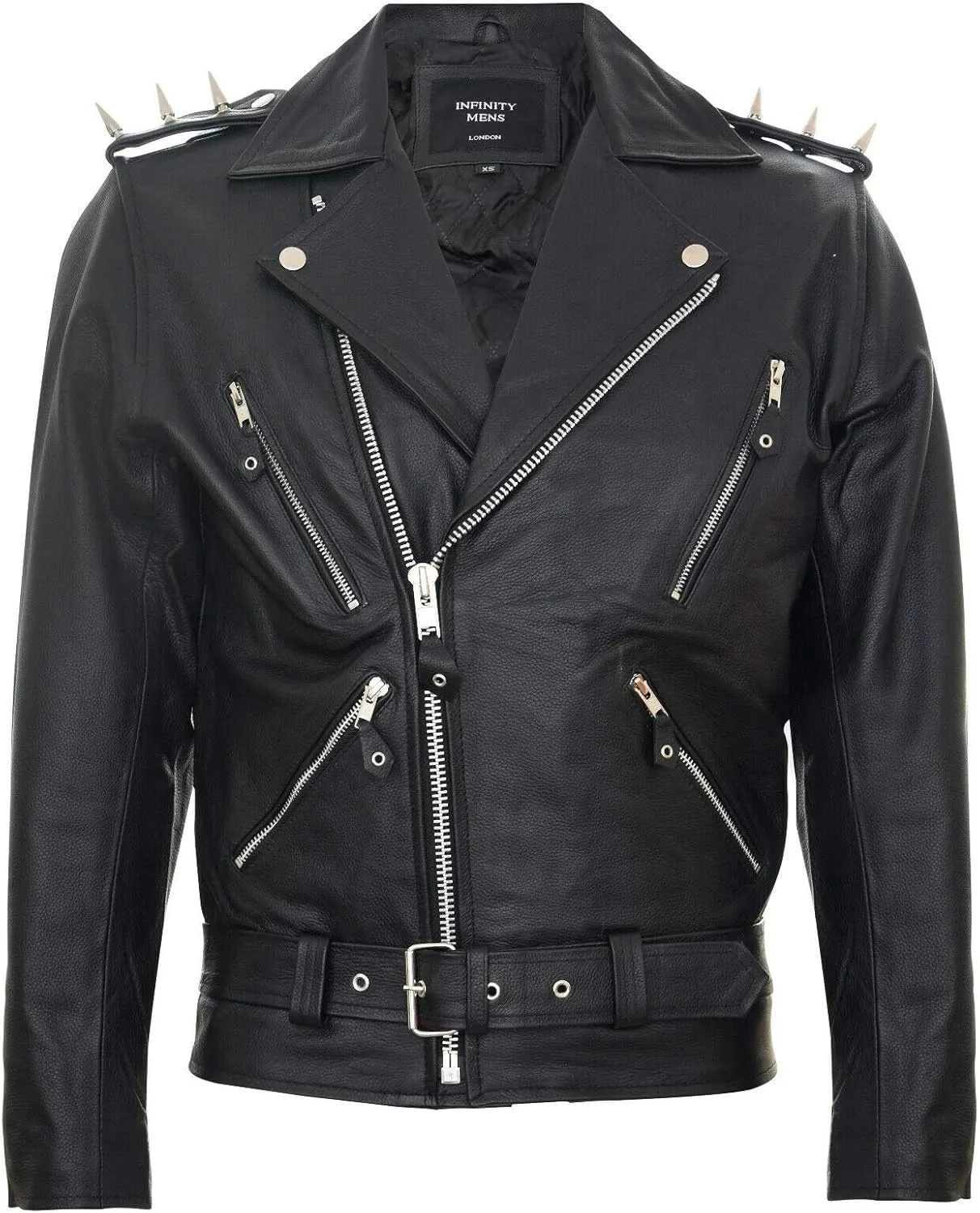 Mens Fringe Hide Leather Brando Tasseled Motorcycle Jacket Retro Biker