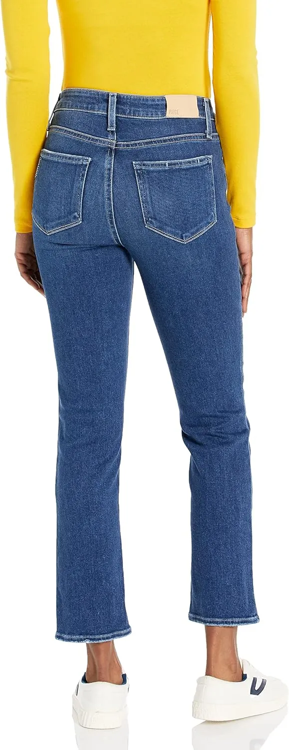 PAIGE Women's Cindy Transcend Vintage High Rise Cropped Straight Leg Jean