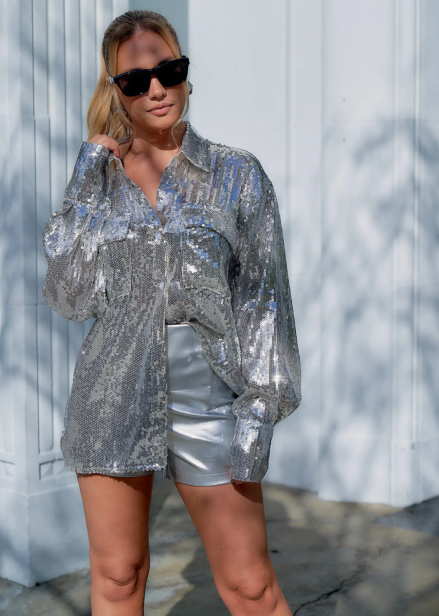 Sequin Collared Top