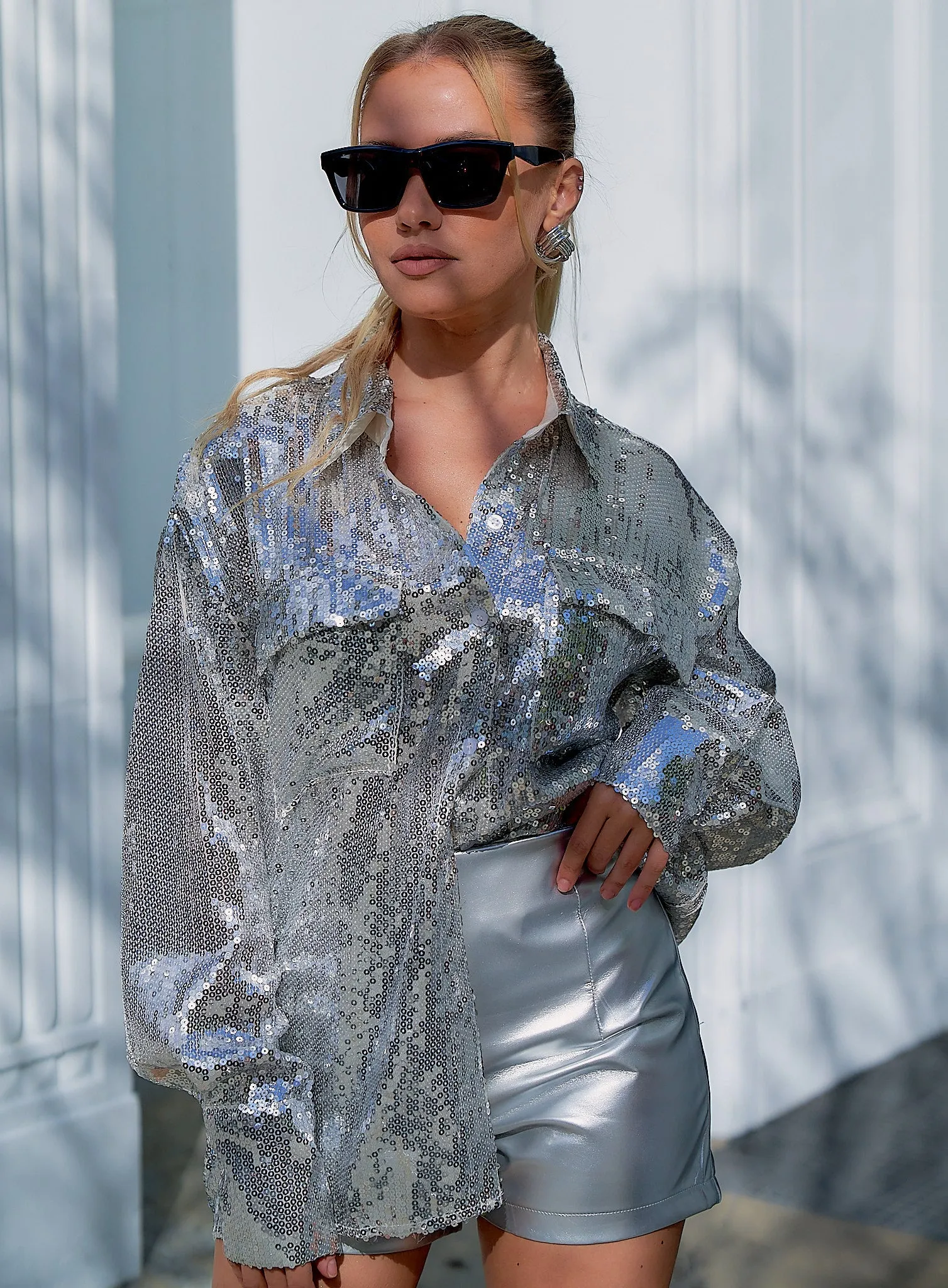 Sequin Collared Top