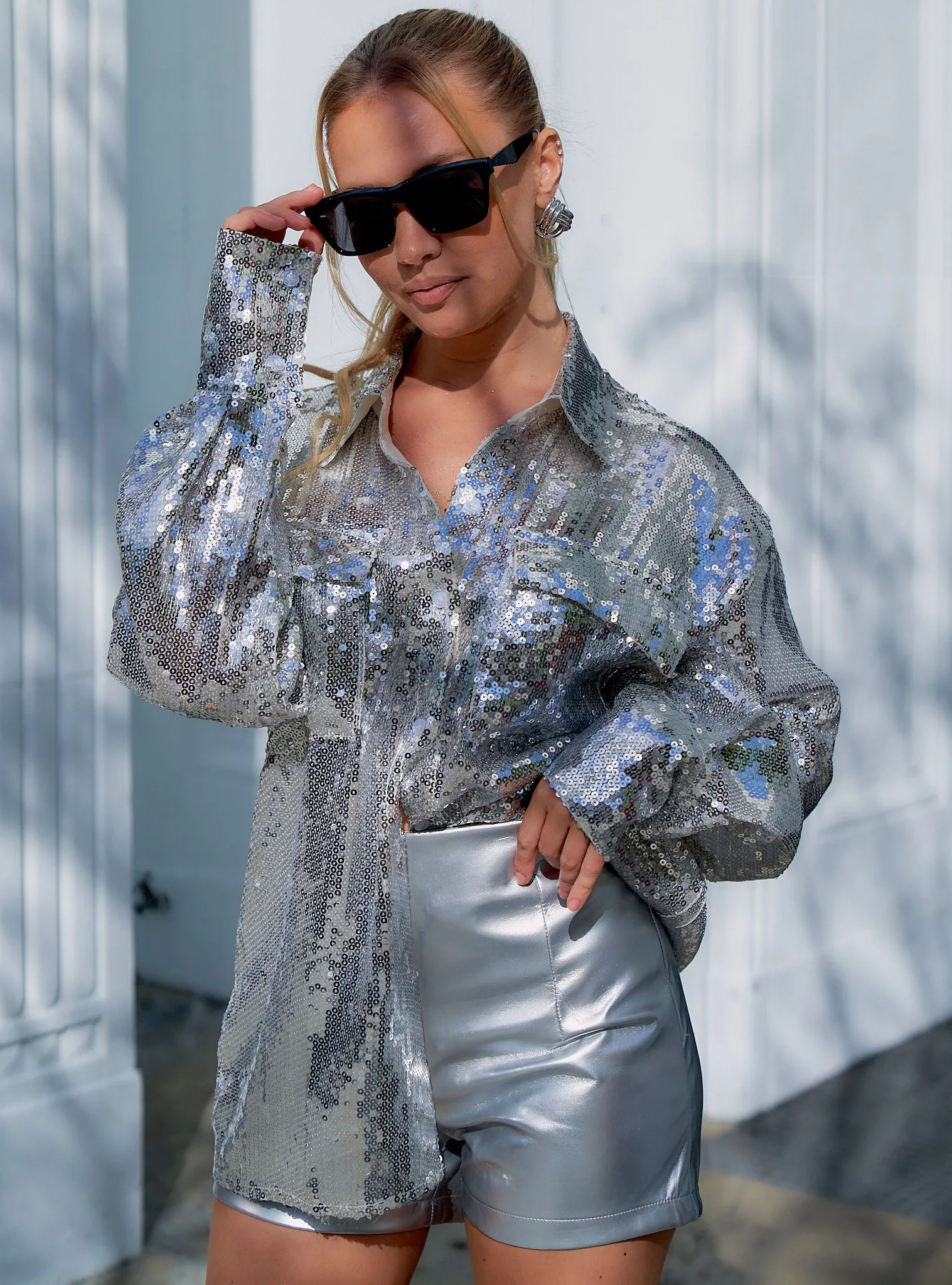 Sequin Collared Top