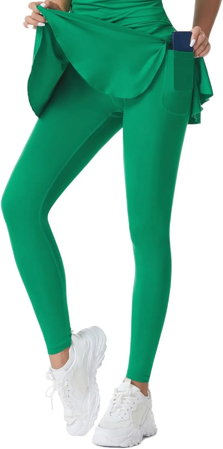 Skirted Legging for Women Tennis Yoga Active Pleated Skort Athletic Ruffle Golf Lightweight Stretch High Waisted Pant