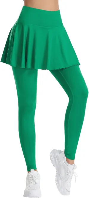 Skirted Legging for Women Tennis Yoga Active Pleated Skort Athletic Ruffle Golf Lightweight Stretch High Waisted Pant
