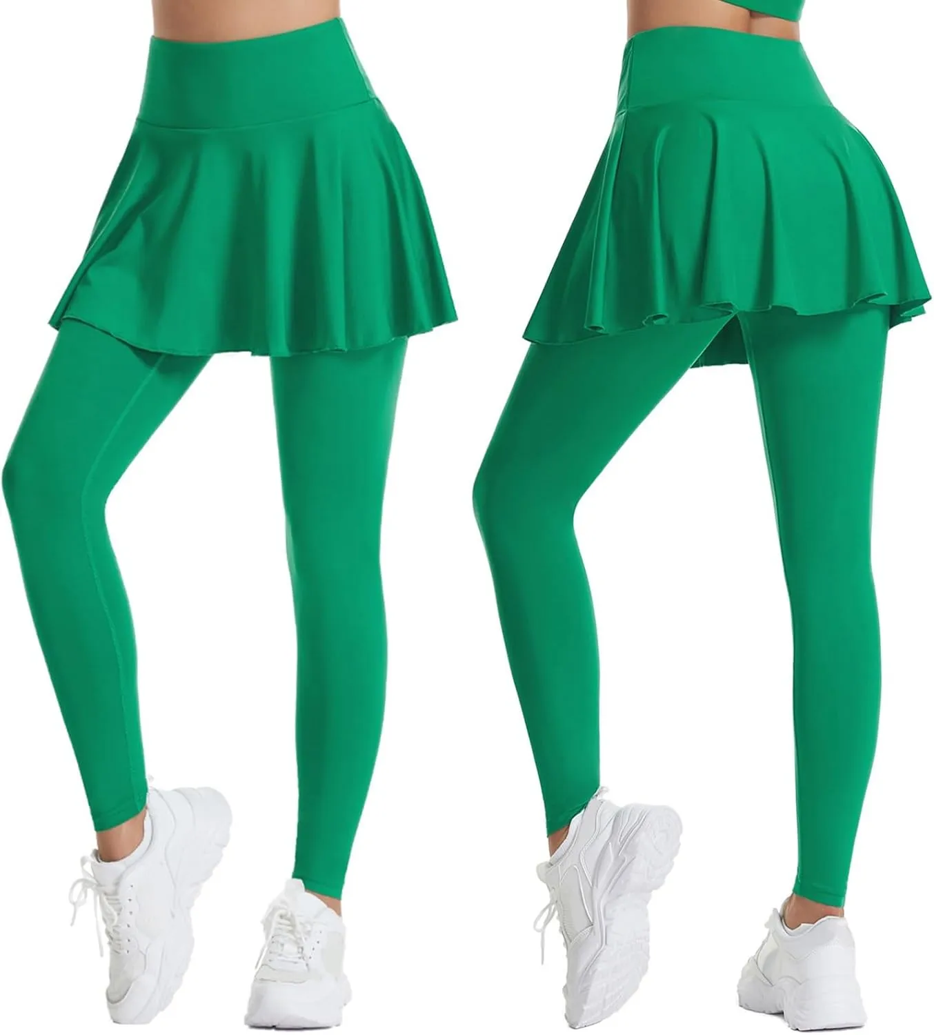 Skirted Legging for Women Tennis Yoga Active Pleated Skort Athletic Ruffle Golf Lightweight Stretch High Waisted Pant
