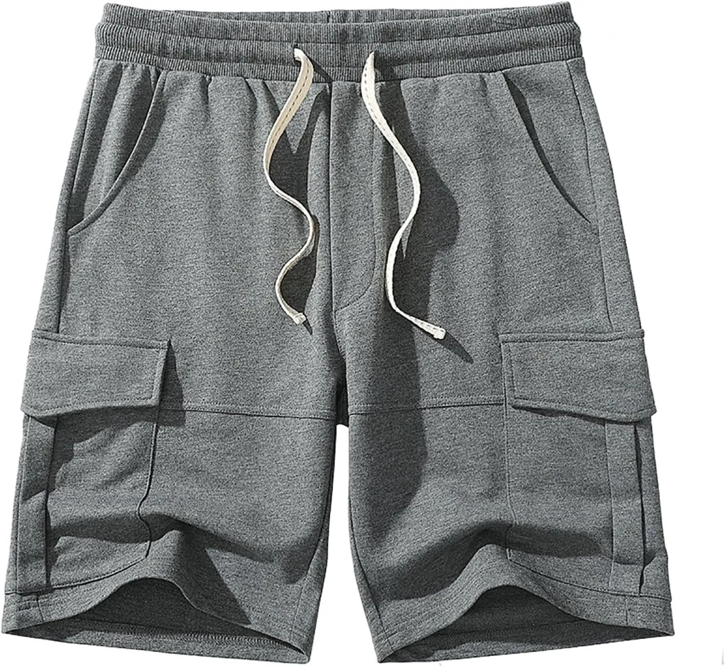 Sweat Shorts for Men Cotton Athletic Hiking Workout Gym with Pockets Elastic Waist Drawstring Summer Running Shorts