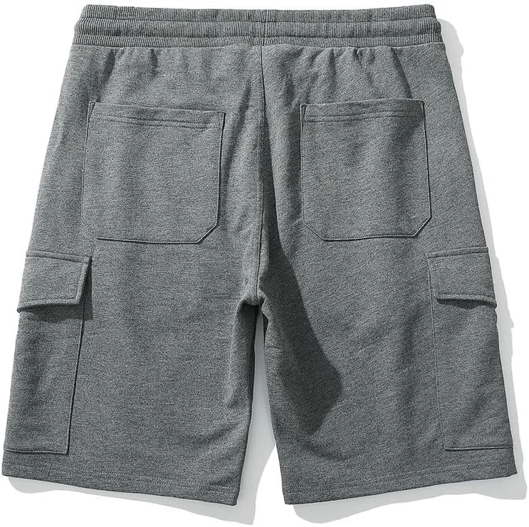 Sweat Shorts for Men Cotton Athletic Hiking Workout Gym with Pockets Elastic Waist Drawstring Summer Running Shorts