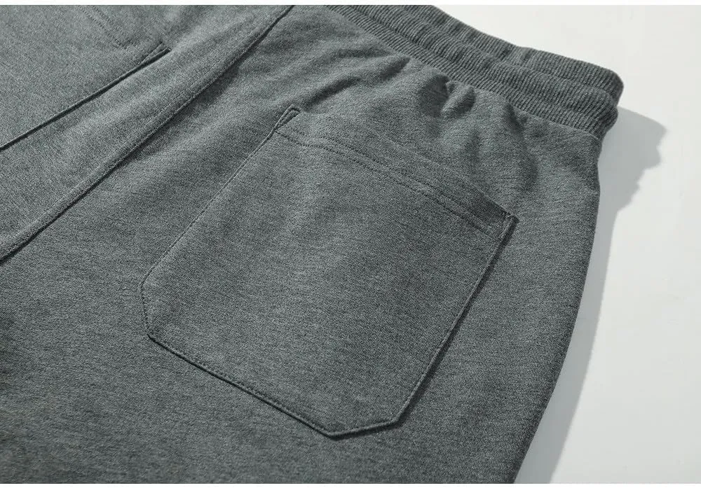 Sweat Shorts for Men Cotton Athletic Hiking Workout Gym with Pockets Elastic Waist Drawstring Summer Running Shorts