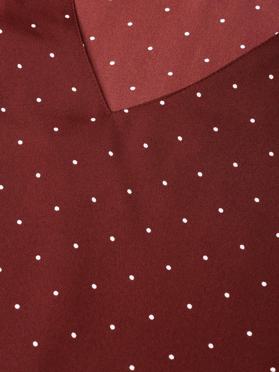 Women Maroon & White Printed A-Line Top