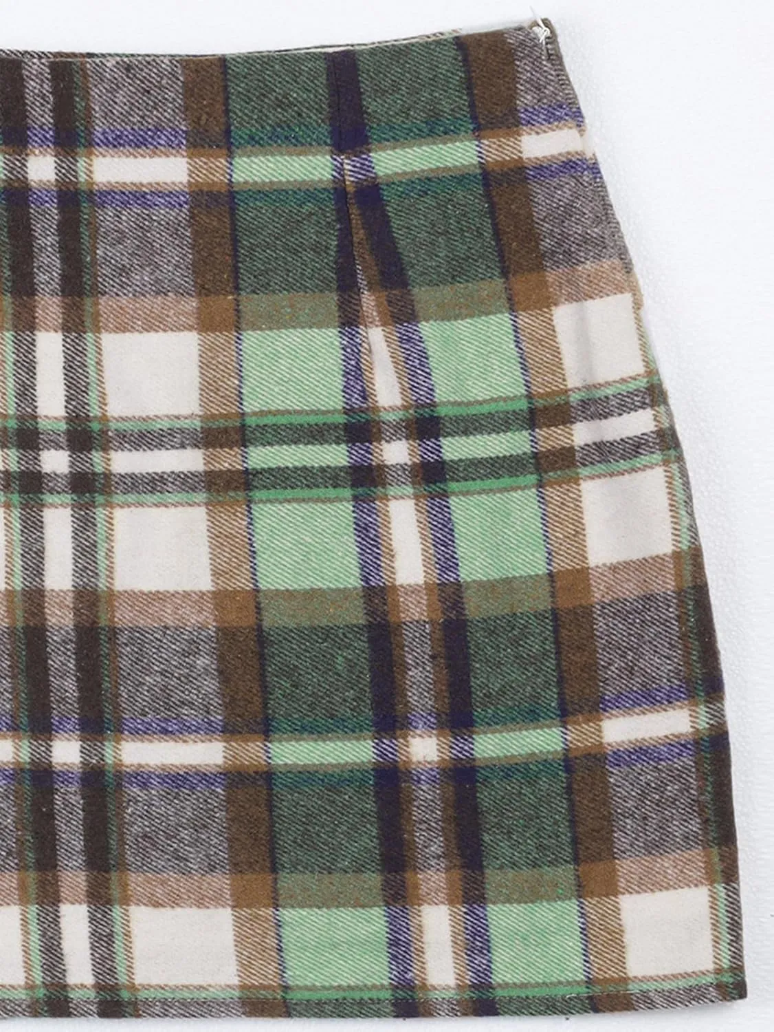 Women's Casual Plaid Skirt Zipper Side High Waisted Bodycon Mini Skirt