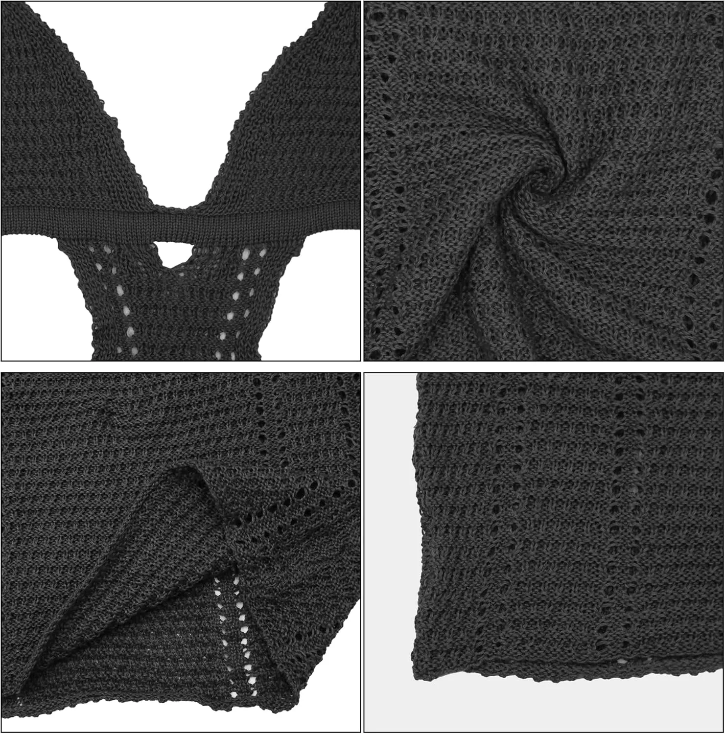 Women's Sexy Halter Hollow Out Knitted Mini Dress Sleeveless Backless Lace Up Bodycon Summer Beach Dress