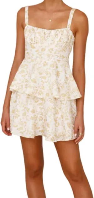Women's Summer Spaghetti Strap Floral Mini Dress Tie Back Sleeveless Tiered Ruffle Layered Party Beach Short Sundress